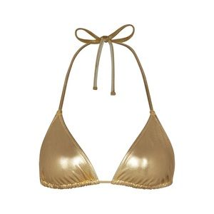 NWT SKIMS METALLIC SWIM TOP IN GOLD SMALL